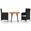 vidaXL Ensemble &agrave; manger de jardin 3 pcs noir