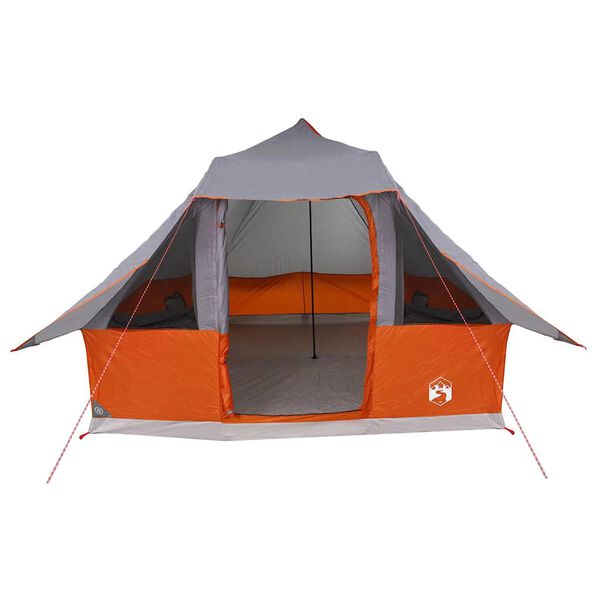 vidaXL Tente Tipi avec toit Gris et orange 358 x 296 x 258 cm taffetas