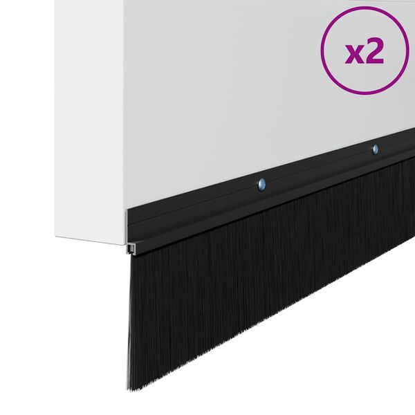 vidaXL Brosses d'&eacute;tanch&eacute;it&eacute; pour porte &agrave; visser 2 pcs Noir 100 cm