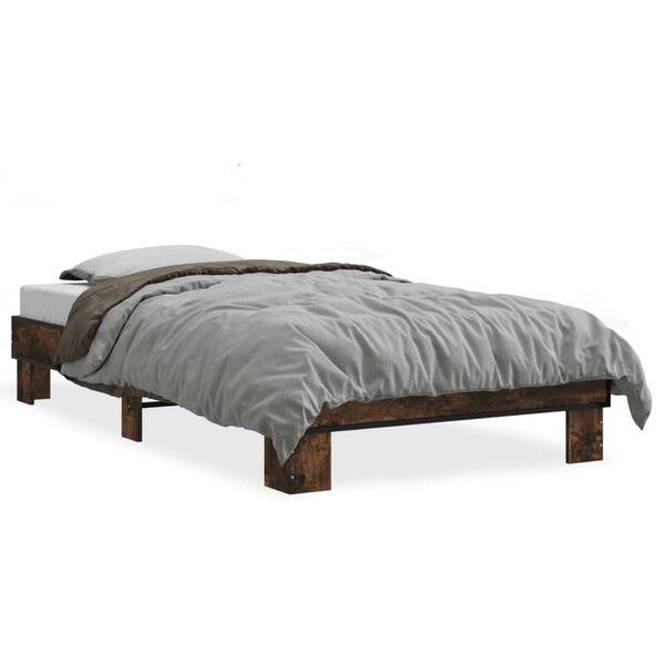 vidaXL Cadre de lit sans matelas ch&ecirc;ne fum&eacute; 100x200 cm