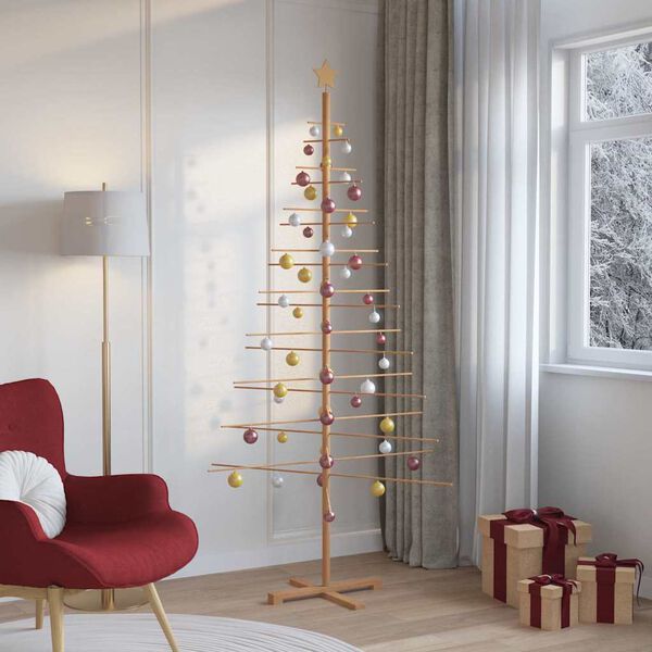vidaXL Arbre de No&euml;l en bois avec support Marron 210 cm Bambou