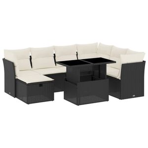 vidaXL Salon de jardin 8 pcs avec coussins noir r&eacute;sine tress&eacute;e