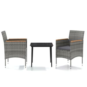 vidaXL Ensemble &agrave; manger de jardin et coussins 3 pcs Gris et noir