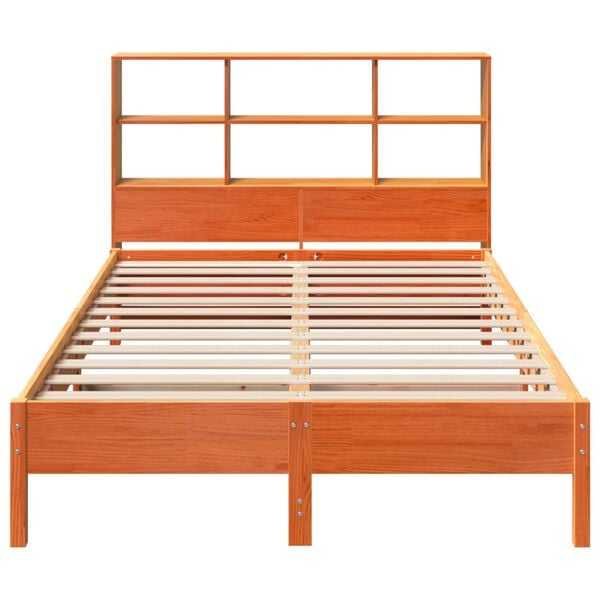 vidaXL Lit biblioth&egrave;que sans matelas cire marron 160x200 cm pin massif