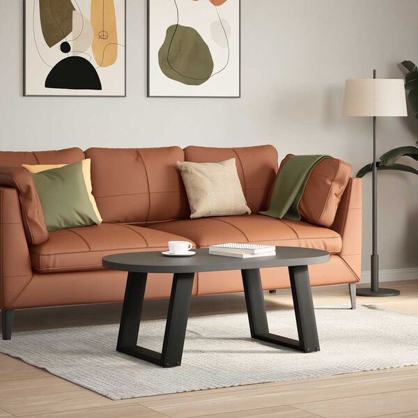 vidaXL Pieds de table basse en U, 2 pi&egrave;ces, noir, 50 x (42-43) cm, acier