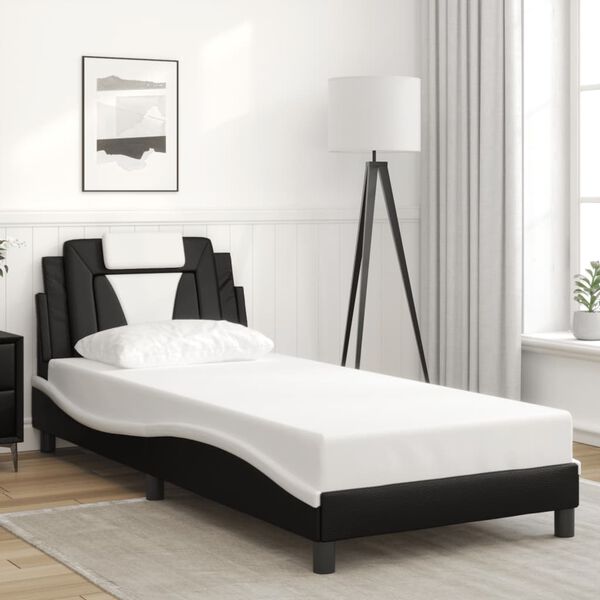 vidaXL Cadre de lit Viana avec LED sans matelas noir et blanc 80x200 cm