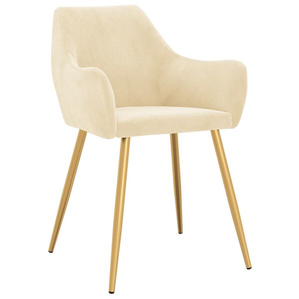 vidaXL Chaises &agrave; manger lot de 2 Cr&egrave;me Velours