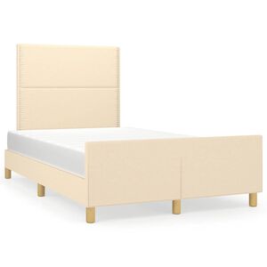 vidaXL Cadre de lit sans matelas cr&egrave;me 120x190 cm tissu