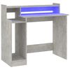 vidaXL Bureau et lumières LED Gris béton 97x45x90 cm Bois d'ingénierie
