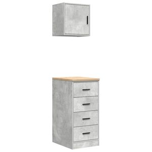 vidaXL Armoires de garage 2 pcs gris b&eacute;ton bois d'ing&eacute;nierie