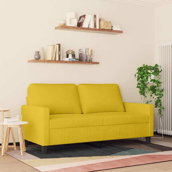 vidaXL Canapé à 2 places Jaune 140 cm Velours