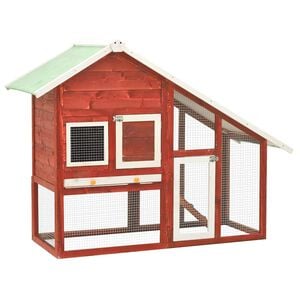 vidaXL Clapier Rouge et blanc 140x63x120 cm Bois de sapin massif