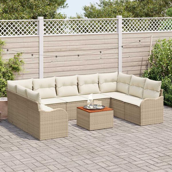 vidaXL Ensemble de canap&eacute; de jardin 10 pcs Beige et blanc