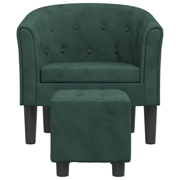 vidaXL Fauteuil avec repose-pied vert fonc&eacute; velours