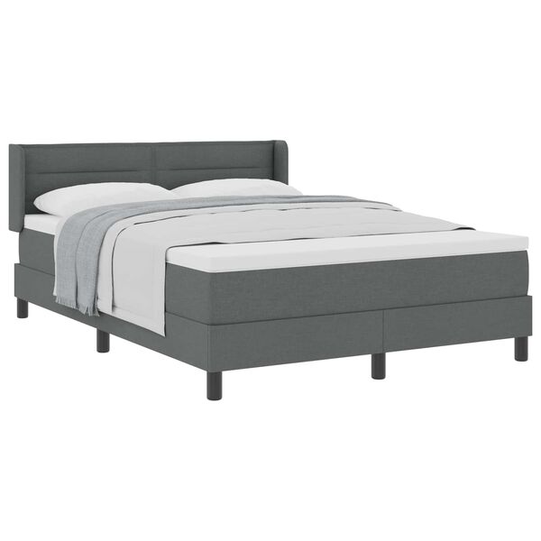 vidaXL Lit &agrave; ressorts avec matelas Gris fonc&eacute; 190 x 140 cm Polyester