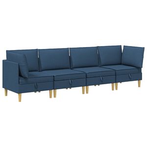 vidaXL Canap&eacute; modulaire avec rangement 4 pc Bleu Tissu