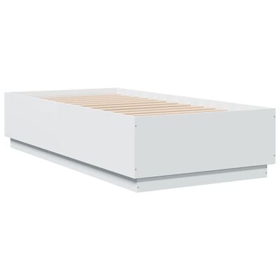 vidaXL Cadre de lit avec lumières LED blanc 75x190cm bois d'ingénierie