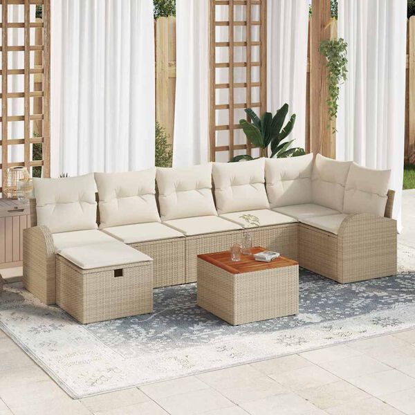 vidaXL Ensemble de canap&eacute; de jardin 8 pcs Beige Poly rotin