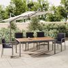vidaXL Table de jardin et dessus en bois Gris R&eacute;sine tress&eacute;e et acacia