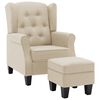 vidaXL Fauteuil avec repose-pied Cr&egrave;me Tissu