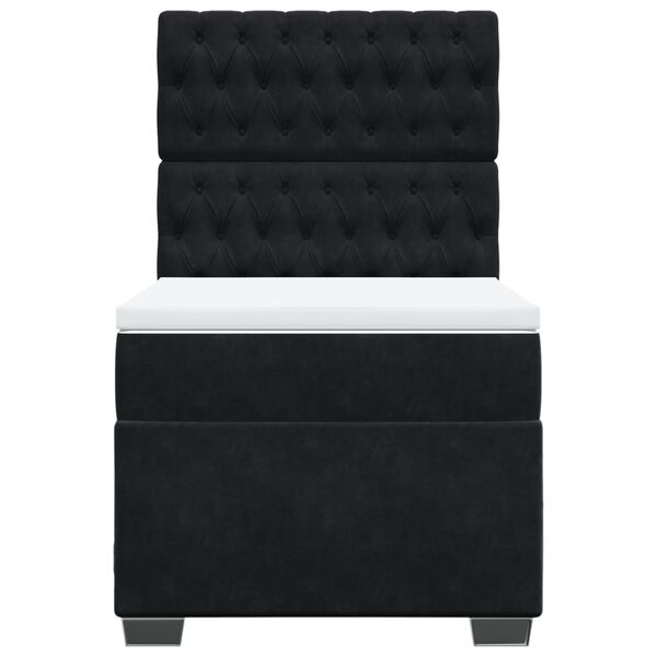 vidaXL Sommier &agrave; lattes de lit avec matelas Noir 100x200 cm Velours