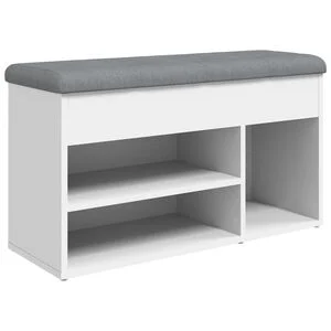 vidaXL Banc &agrave; chaussures Blanc 82x32x45,5 cm Bois d'ing&eacute;nierie