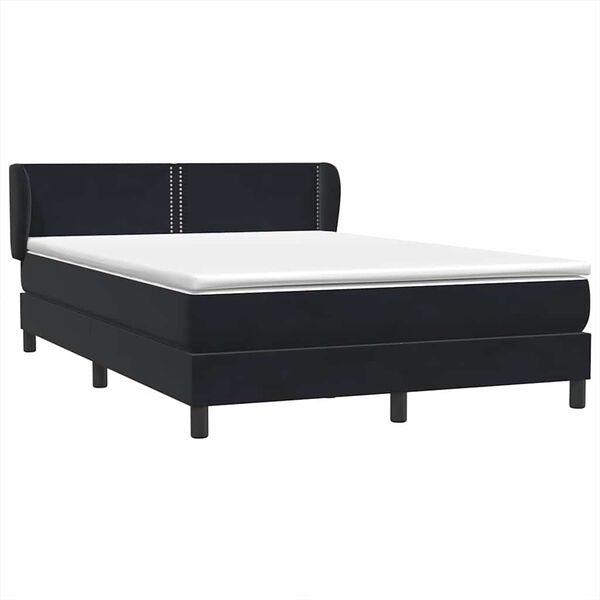 vidaXL Sommier &agrave; lattes de lit avec matelas noir 140x210 cm velours