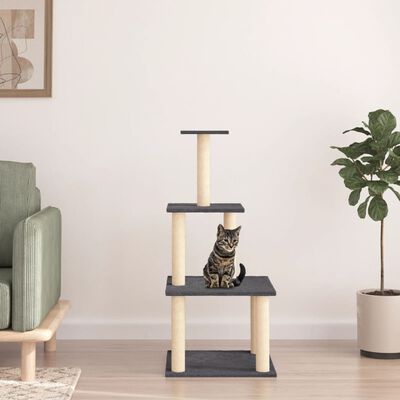 vidaXL Arbre à chat avec griffoirs en sisal gris foncé 111 cm