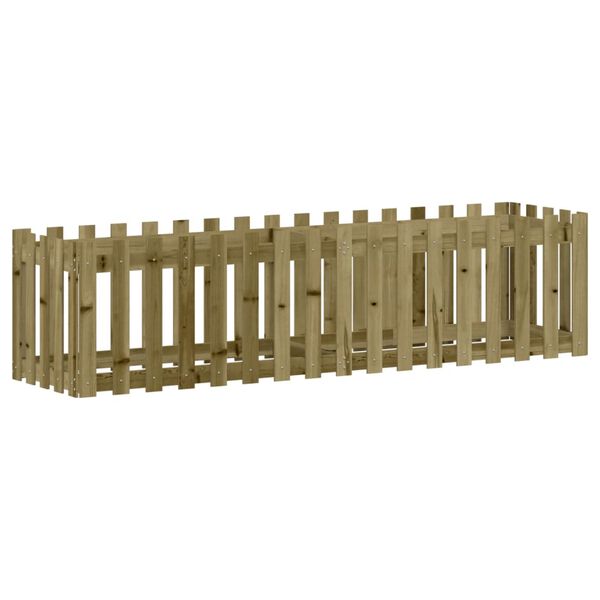 vidaXL Lit sur&eacute;lev&eacute; de jardin design de cl&ocirc;ture bois de pin impr&eacute;gn&eacute;