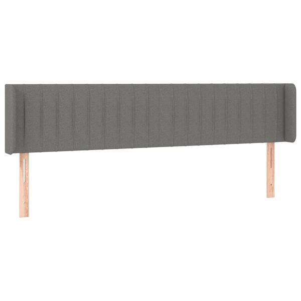 vidaXL T&ecirc;te de lit avec oreilles Gris fonc&eacute; 203x16x78/88 cm Tissu