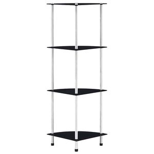 vidaXL &Eacute;tag&egrave;re 4 niveaux Noir 30x30x100 cm Verre tremp&eacute;