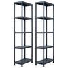 vidaXL &Eacute;tag&egrave;res de rangement 2 pcs Noir 125 kg 60x30x180 cm Plastique