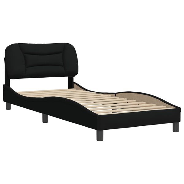 vidaXL Cadre de lit sans matelas Hvar noir 90x190 cm tissu