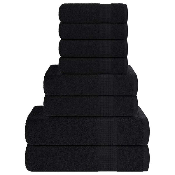 vidaXL Ensemble de serviettes FROGN 8 pcs noir 360 g/m&sup2;