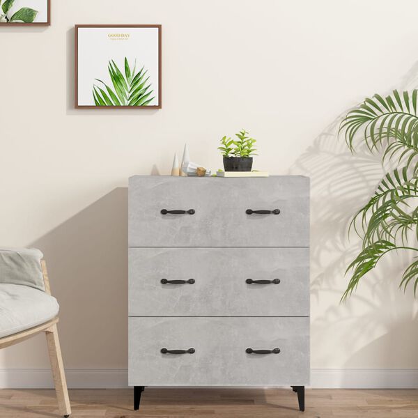 vidaXL Buffet gris béton 69,5x34x90 cm bois d'ingénierie