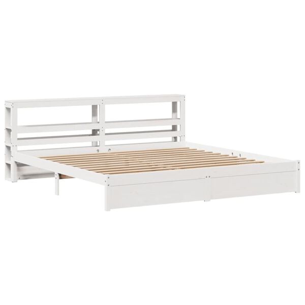 vidaXL Cadre de lit avec t&ecirc;te de lit sans matelas blanc 200x200 cm