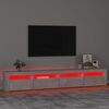 vidaXL Meuble TV avec lumi&egrave;res LED Gris b&eacute;ton 240x35x40 cm