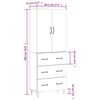 vidaXL Buffet haut Ch&ecirc;ne fum&eacute; 69,5x34x180 cm Bois d'ing&eacute;nierie