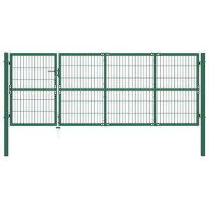 vidaXL Portail de jardin avec poteaux 350 x 120 cm, acier vert