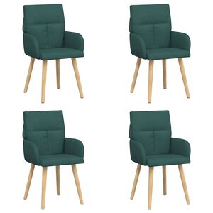 vidaXL Chaises de salle &agrave; manger 4 pc Tissu Vert fonc&eacute; 60 x 56 x 93 cm