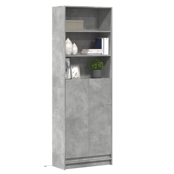 vidaXL Buffet haut avec LED gris b&eacute;ton 69x32,5x200cm bois d&rsquo;ing&eacute;nierie