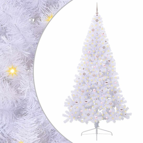 vidaXL Sapin de No&euml;l artificiel avec 300 LED Blanc 240 cm PVC et Acier