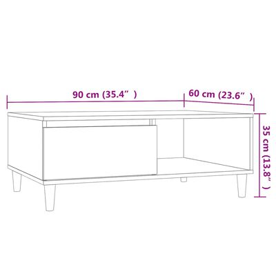 vidaXL Table basse Chêne sonoma 90x60x35 cm Aggloméré