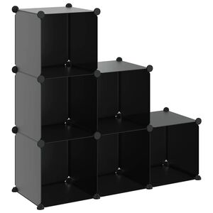 vidaXL Cubes de rangement 6 pcs Noir PP