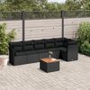 vidaXL Salon de jardin 7 pcs avec coussins noir r&eacute;sine tress&eacute;e