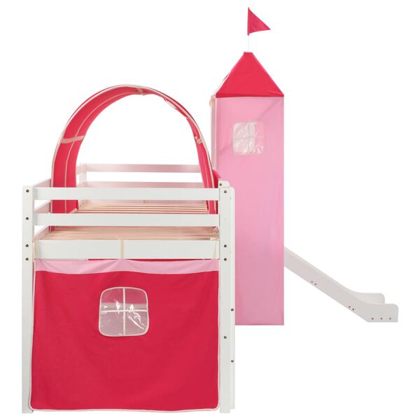 vidaXL Lit mezzanine d'enfants avec toboggan et &eacute;chelle Pin 208x230 cm