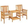 vidaXL Chaises de jardin avec table &agrave; th&eacute; et coussins Acacia solide