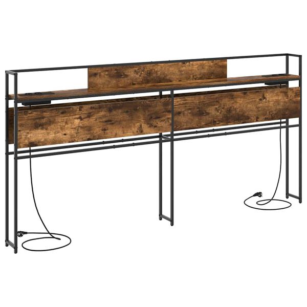 vidaXL T&ecirc;te de lit de rangement Ch&ecirc;ne fum&eacute; 180 cm Bois d'ing&eacute;nierie