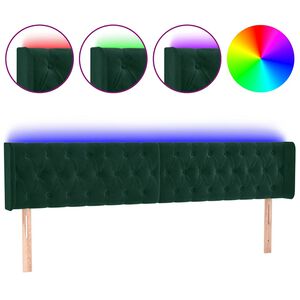 vidaXL T&ecirc;te de lit &agrave; LED Vert fonc&eacute; 183x16x78/88 cm Velours