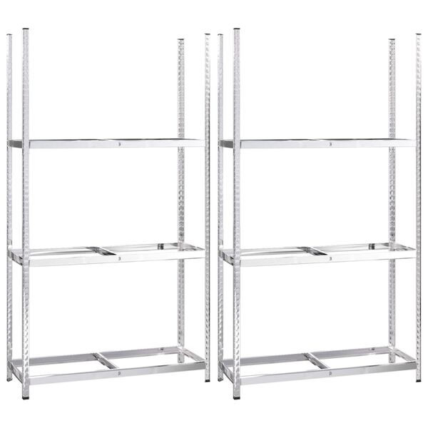 vidaXL Porte-pneus &agrave; 3 niveaux 2 pcs Argent&eacute; 110x40x200 cm Acier